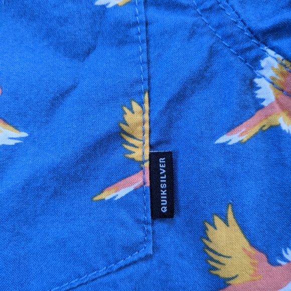 Quiksilver Button Up Shirt Parrots Modern Fit Blue - Picture 4 of 11